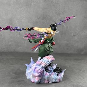 Vente chaude : Statue GK <span class=keywords><strong>One</strong></span> <span class=keywords><strong>Piece</strong></span> de 34 cm, style Trois Épées, scène de combat Zoro, double tête interchangeable, figurine de collection anime, vente en gros - Product Image 3