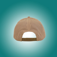 Casquette de baseball trucker personnalisée de haute qualité à 5 panneaux avec logo brodé, tissu imperméable perforé découpé au laser, 100 % coton, unisexe
