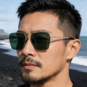 Lunettes de soleil carrées Ks-3986 pour hommes, monture en métal et plastique, verres en nylon, protection UV400, classe 2, pare-soleil noir C1C2C3 - Product Image 4