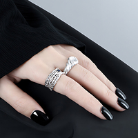Bague signet à empreinte digitale plaquée or 18 carats pour femmes, bague ajustable, argent sterling 925, bijoux fins personnalisés, vente en gros