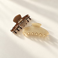 Grande pince à cheveux coréenne vintage à pois en acétate, faite à la main, personnalisable, polyvalente, accessoire de coiffure tendance et simple