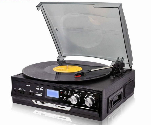 Classic Vintage Design Retro Turntable Record Player Vinyl Player with CD Radio & Cassette Functions CE Certified Dosound/OEM