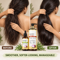 Ensemble de soins capillaires à la rosemaine en 4 pièces avec shampoing, après-shampoing, huile capillaire et revitalisant profond pour des cheveux plus doux et plus lisses, marque privée