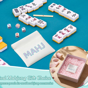 Bolsa de almacenamiento de cartas de mahjong con cierre automático, bolsa de almacenamiento de cartas de mahjong de cuero PU, bolsa de accesorios de mahjong creativa para regalo - Product Image 4