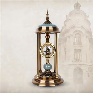 European Style Grandfather Clock Pillar Shape Silent Tabletop Ornament For Living Room Bedroom Anniversary Decor - Product Image 1