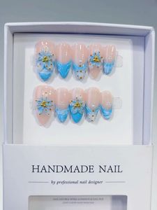 <span class=keywords><strong>Uñas</strong></span> Postizas Acrílicas Francesas Medianas TSZS, Hechas a Mano, de Alta Calidad, 10 Piezas, Color Rosa Brillante con Flores en Relieve - Product Image 4