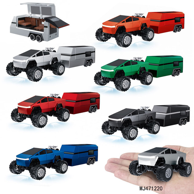 Off-Road Climbing Pickup Truck 1:64 Scale Metal Alloy Remote Control RC Car LED Lights Mini Truck Toy for Adults