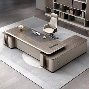 高さ調節可能なエグゼクティブL型MDFマネージャーデスク耐久性のある電気ワークステーション家具オフィス - Product Image 1