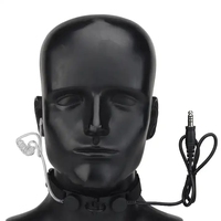 Headset Mikrofon Getar Tenggorokan Luar Ruangan dengan Suara Jernih, Earphone Tabung Udara, Tali Leher untuk Radio Dua Arah, Keamanan, dan Aktivitas Berburu