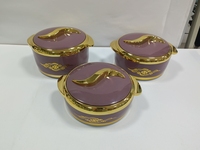 Ensemble de 3 pièces 1,5L 2L 2,5L – Chauffe-plats ronds élégants isolés, casseroles thermiques avec poignée unique en métal