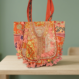 Ladies Fashion Cotton Canvas Designers Sequins Beaded Embroidered gujrati Evening Party Shoulder Handbags BG-3505 - Product Image 3