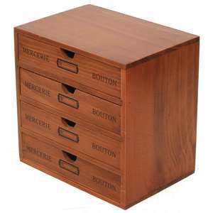 משרד שולחן משרדים אביזרים 4 מגירה תיבת אחסון עץ עתיק מחסן תכשיטים קטן מחסן תכשיטים - Product Image 4