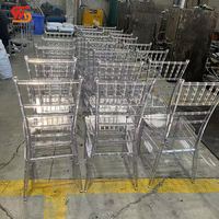 Chaises de chivalerie en acrylique transparent empilables SMOOTH TOP pour mariage, événement, banquet, décoration extérieure