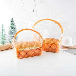 <b>Clear</b> Plastic Reusable Zipper Bread Loaf Packaging <b>Bags</b> with Handle for Freshness Preservation - Product Image 6