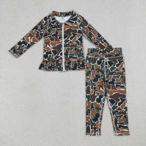 Conjunto Deportivo de 2 Piezas para Niñas Pequeñas, con Estampado de Camuflaje RTS, Chaqueta y Leggings para Yoga - Product Image 2