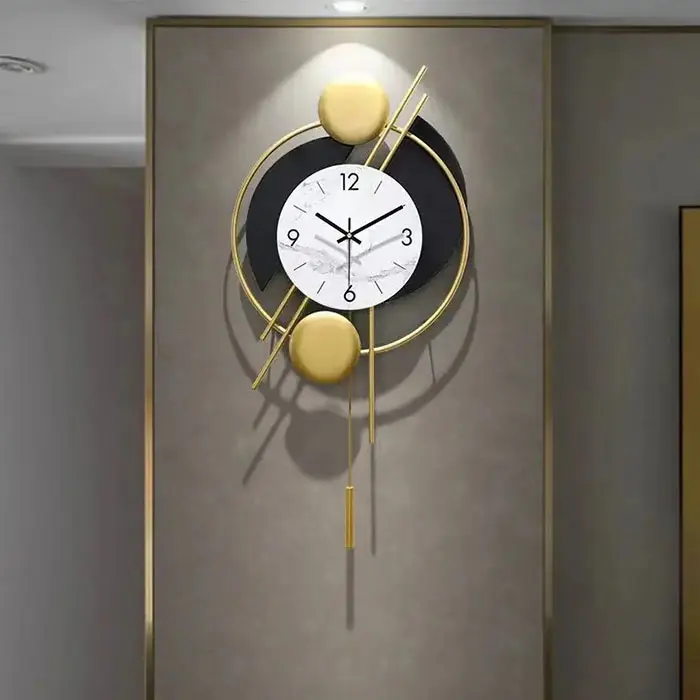 36*72cm Luxury New Design Round Shape Wall Decoration Metal Hanging Wall Clock For Living Room