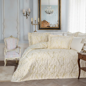 Cotton Box Classic <b>Double</b> <b>Bedspread</b> in Destello Cream Geometric Pattern for Home Use - Product Image 3