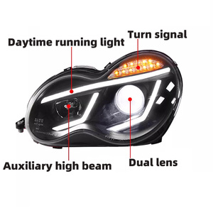 Faros Delanteros para <span class=keywords><strong>Mercedes</strong></span> <span class=keywords><strong>Benz</strong></span> Clase C W203 2000 <span class=keywords><strong>2007</strong></span>, Actualización de Halógeno a LED, Faros Delanteros <span class=keywords><strong>C200</strong></span>, Accesorios para Automóviles - Product Image 4