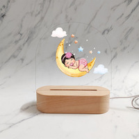 Vente en gros de support de base de veilleuse d'affichage à LED en bois lampe à LED 3d socle de lumière en bois pour le bricolage acrylique