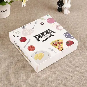 定制12 13 14 15英寸食品级纸板披萨盒白色披萨包装盒，带比萨饼标志