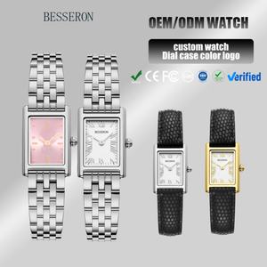 Montre à quartz pour femme en acier inoxydable carré avec logo personnalisé OEM, haute qualité, luxe, mode, avec mouvement à quartz japonais, étanche - Product Image 1