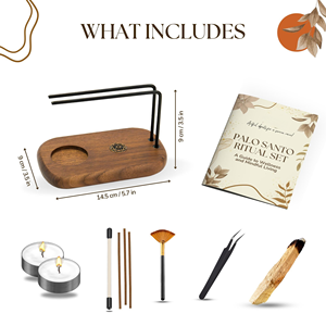 Articles de décoration intérieure : Brûleur d'encens en bois, support en laiton pour bâtonnets d'encens et sauge, porte-encens parfumé - Product Image 3