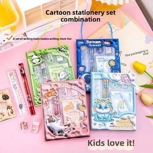 X616 Juego de Papelería Escolar Portátil 3D de Dibujos Animados para Niños, Juego de Lápices de Madera que Incluye Regla, Cuaderno y Bolígrafo para Promoción - Product Image 2
