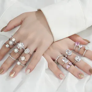 Hotsale anelli di promessa di fidanzamento personalizzati Band Moissanite 925 Sterling Silver 5A zircone Diamond fedi nuziali