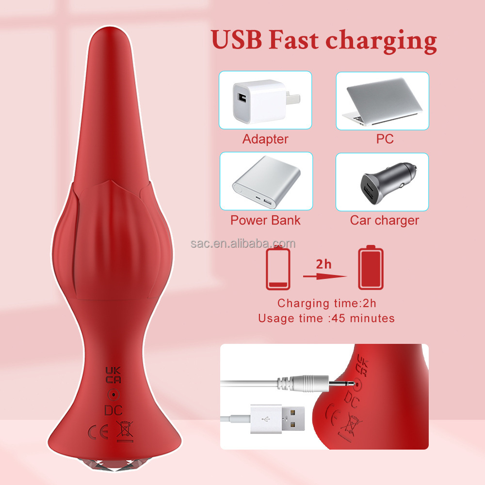 SacKnove NEW 2 in 1 App Control Wireless Butt Anus Training Silicone 9  Frequency Vibrating Rose Anal Plug Vibrator With Remote| Alibaba.com