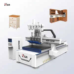 Máquina roteadora multi-cabeças para carpintaria CNC Hausser, máquina para fazer móveis de madeira, 4 eixos pneumáticos, roteador CNC ATC para madeira, Syntec