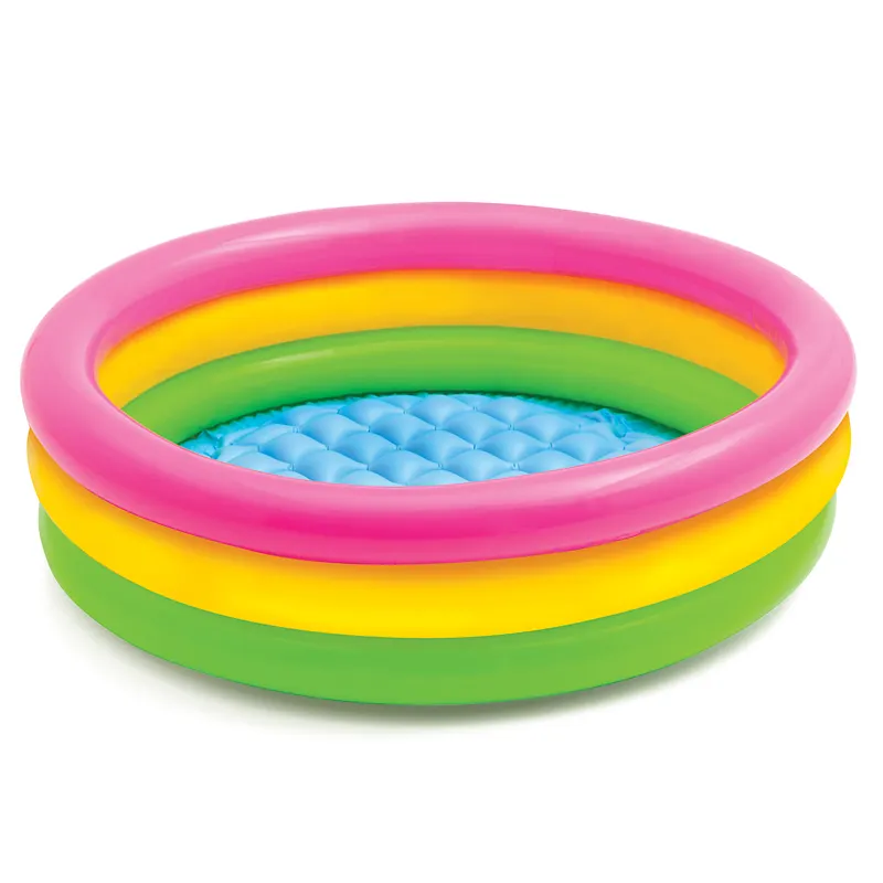 Intex 58924 3 anéis infláveis de plástico, piscina de bebê móvel de tamanho pequeno, 3 anéis de piscina inflável