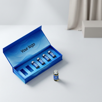 Emballage de luxe personnalisé pour peptides avec estampage UV, pour 2 ou 5 flacons de 2ml, 3ml, 5ml, avec plateau en plastique