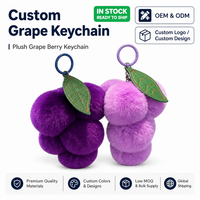 Porte-clés personnalisé en forme de raisin, porte-clés en peluche super doux avec pompon en forme de lapin, taille 11-30 cm, unisexe, cadeau de Noël, ODM disponible