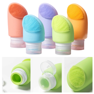 2in1 Silicone Travel Bottle Leak Proof Squeezable Refillable Bottles with Brush Shampoo Lotion Cosmetic Containers <b>Makeup</b> Tools - Product Image 3