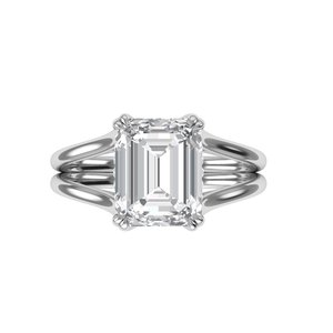 Excellent <b>Emerald</b> Cut Lab Grown Diamond <b>Ring</b> 925 <b>Silver</b> 9kt, 14kt, 18kt Gold Diamond <b>Rings</b> for Women's Engagement <b>Ring</b> - Product Image 4