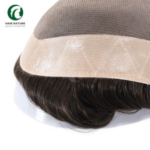 Système de remplacement capillaire pour homme <span class=keywords><strong>DMC</strong></span>-PU Edge de haute qualité, base mono, unités de cheveux humains indiens, effet naturel, en stock, perruque toupet pour homme - Product Image 2