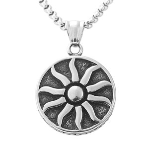 <b>Titanium</b> Steel Sun Pendant Necklace Geometric Retro Design Men's Everyday Wear 19083 - Product Image 4