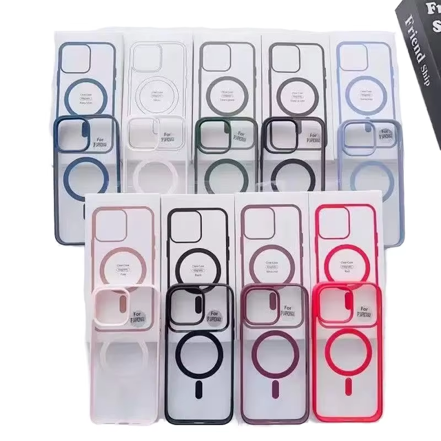Factory Wholesale Clear TPU Acrylic Magnetic Case with Holster for iPhone 17 16 15 Pro Max Shockproof Mobile Phone Accessories