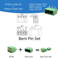 Connecteur de bornier PCB enfichable sans vis AOSI 2EDGKD-5.08mm, pas de broche, droit ou coudé, ensemble mâle et femelle