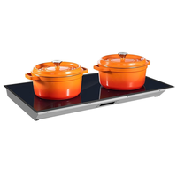Chauffe-Plats Commercial Encastrable de Comptoir avec Cadre en Acier Inoxydable et Contrôleur de Plaque Chauffante en Verre Noir pour Buffet