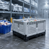 Caisse de rangement en plastique pliable et empilable pour entrepôt, idéale pour l'électronique, les produits et les articles d'épicerie
