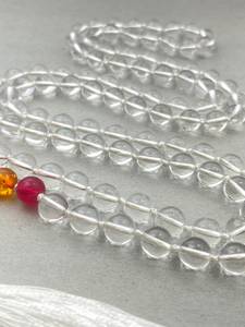 Collier de prière en quartz clair noué, 108 perles, avec pompon, pour la protection, la méditation et le chant. - Product Image 4