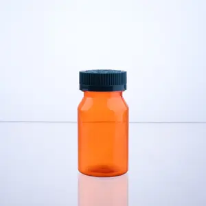 زجاجات بلاستيكية ممتازة للحيوانات الأليفة القابلة للتحلل 100 مل/150 مل زجاجات حلوى البروباتيك المعاد تدويرها فارغة للحصول على فيتامينات مزودة بأغطية ملونة