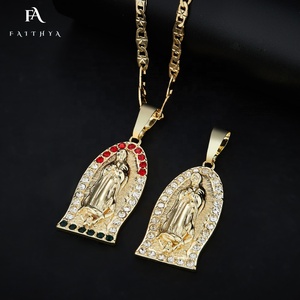 Colgante de Oro de 18K con moissanita de Guadalupe, joyería religiosa, colgante de <span class=keywords><strong>la</strong></span> Virgen María, FP1082, 2022 - Product Image 4