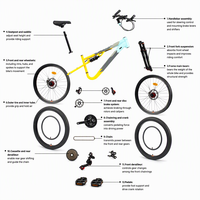 Vélo de montagne VTT 24 vitesses avec amortisseurs pour enfants et adultes en acier au carbone, 24 pouces
