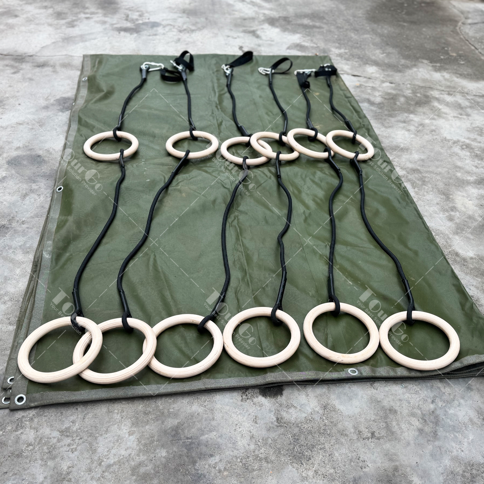 Wooden Hanging Ninja Rings - Durable Monkey Bar Accessories