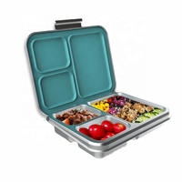 Boîte à lunch bento en acier inoxydable à 3 compartiments, sans BPA, design simple, capacité de 1240 ml, récipient alimentaire étanche pour enfants