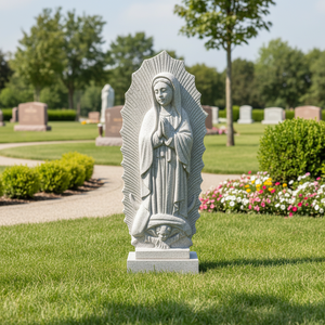 Estatua Clásica de Nuestra Señora de Guadalupe, Completamente Pulida, en Granito Gris Padang (G614) - Product Image 1