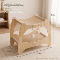 Arbre à chat double niveau Winners avec lit et griffoir tout-en-un, en bois durable, anti-déchirure, multi-niveaux, style épuré, grande taille