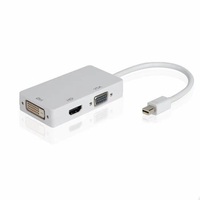 MiniDP ke /VGA/DVI Kabel Patch PVC Berlapis Emas Tiga-dalam-Satu 0,15m untuk Proyeksi Layar TV 4K